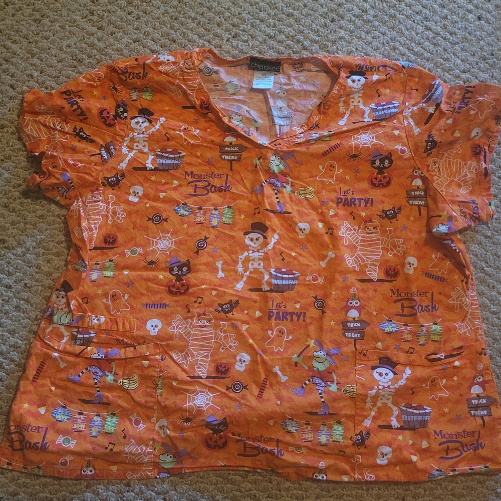 MonsterBash Halloween Scrub Top